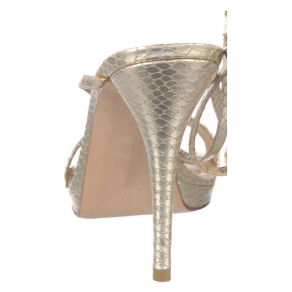 PRE-OWNED DESIGNER STUART WEITZMAN GOLD METALLIC LEATHER ANLE STRAP SANDALS 8.5 - Picture 11 of 14